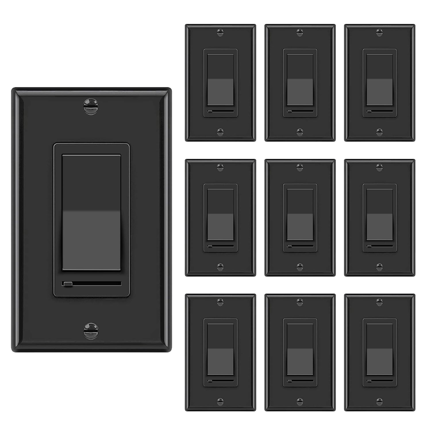 10 Pack Dimmer Light Switch, Single-Pole or 3-Way Dimmer Switches, 120V, Compati