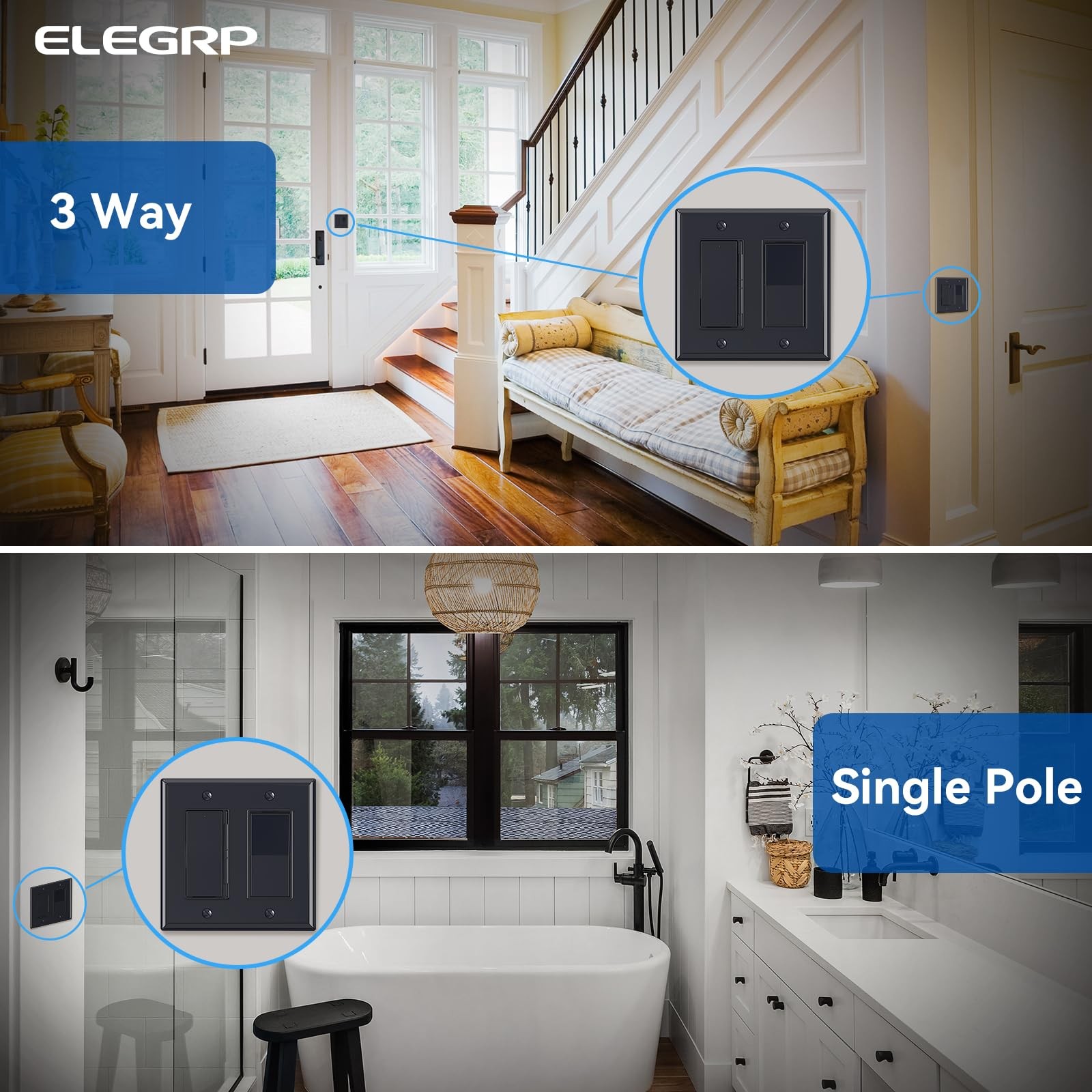 ELEGRP Digital Dimmer Light Switch for 300W Dimmable LED/CFL Lights and 600W …