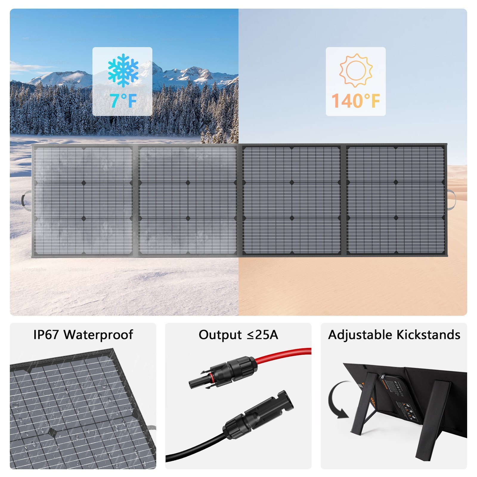 Lightweight Outdoor Solar Panel Kit 110W 220W IP67 Waterproof for Camping RV