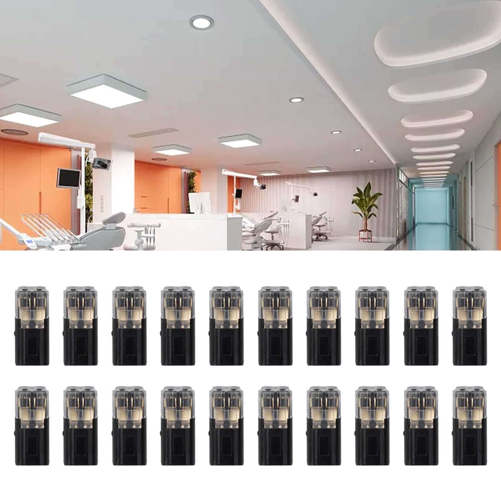 20pcs Double-Wire Plug-in Connector, Pluggable 2 Pin 2 Way LED Wire Connectors,