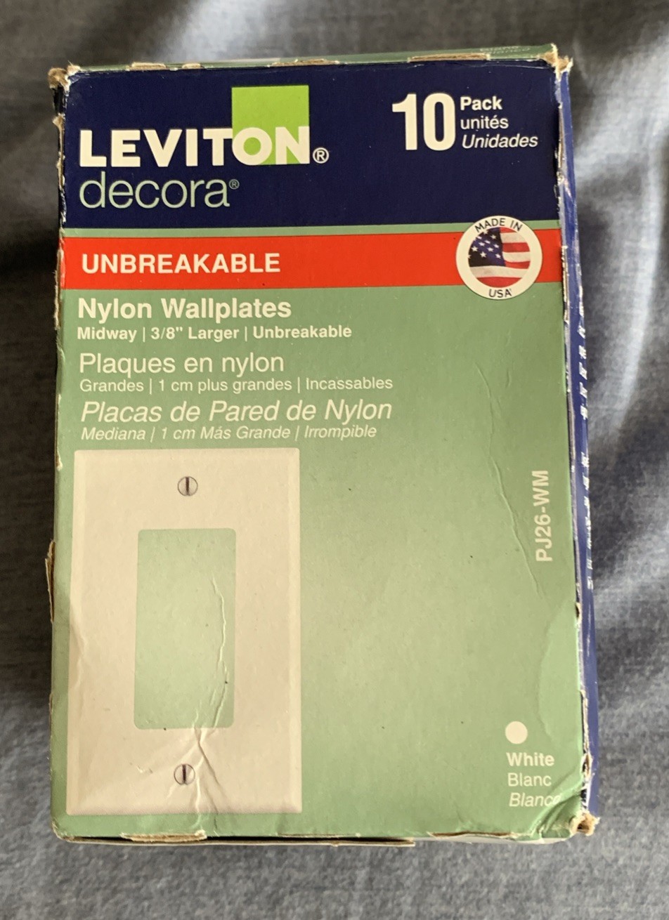 Leviton PJ26-WM 1-Gang Decora/GFCI Decora Wallplate, White, 10-Pack