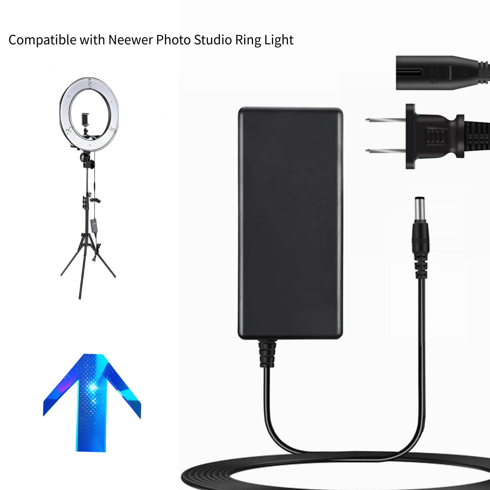 15V Adapter For Neewer Photo Studio Ring Light NW-150480D2 14 Inches 18″ Charger
