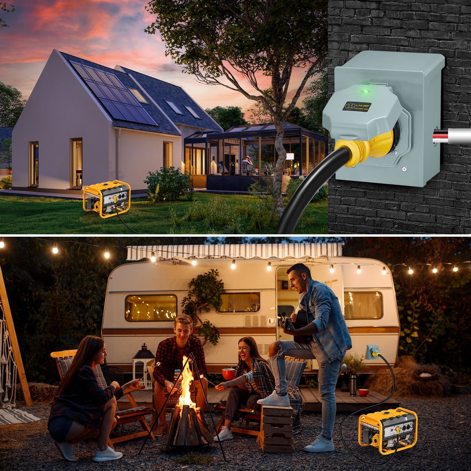 Heavy Duty 30A 25FT Generator Extension Cord with Box L14-30P to L14-30R