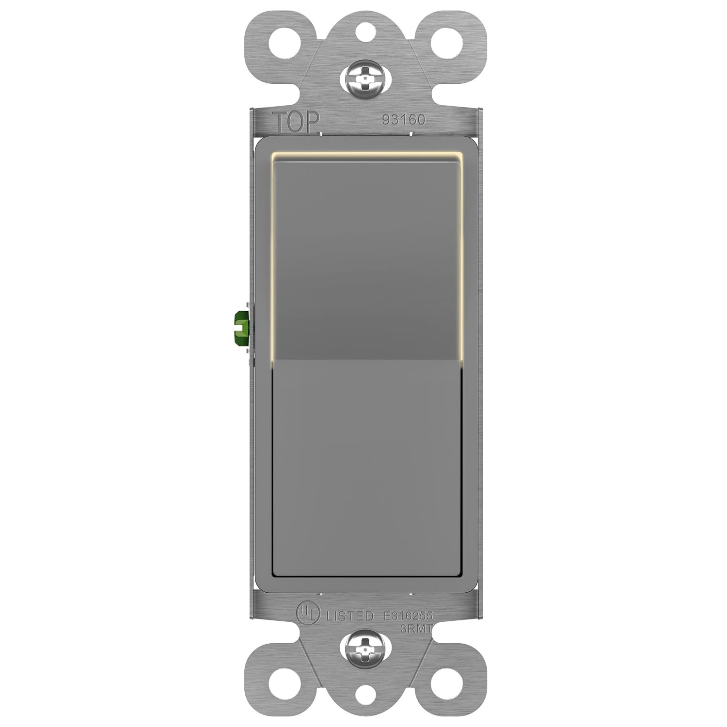 Illuminated 3-Way Decorator Paddle Light Switch, Three Way, Push-In Side Wiring,