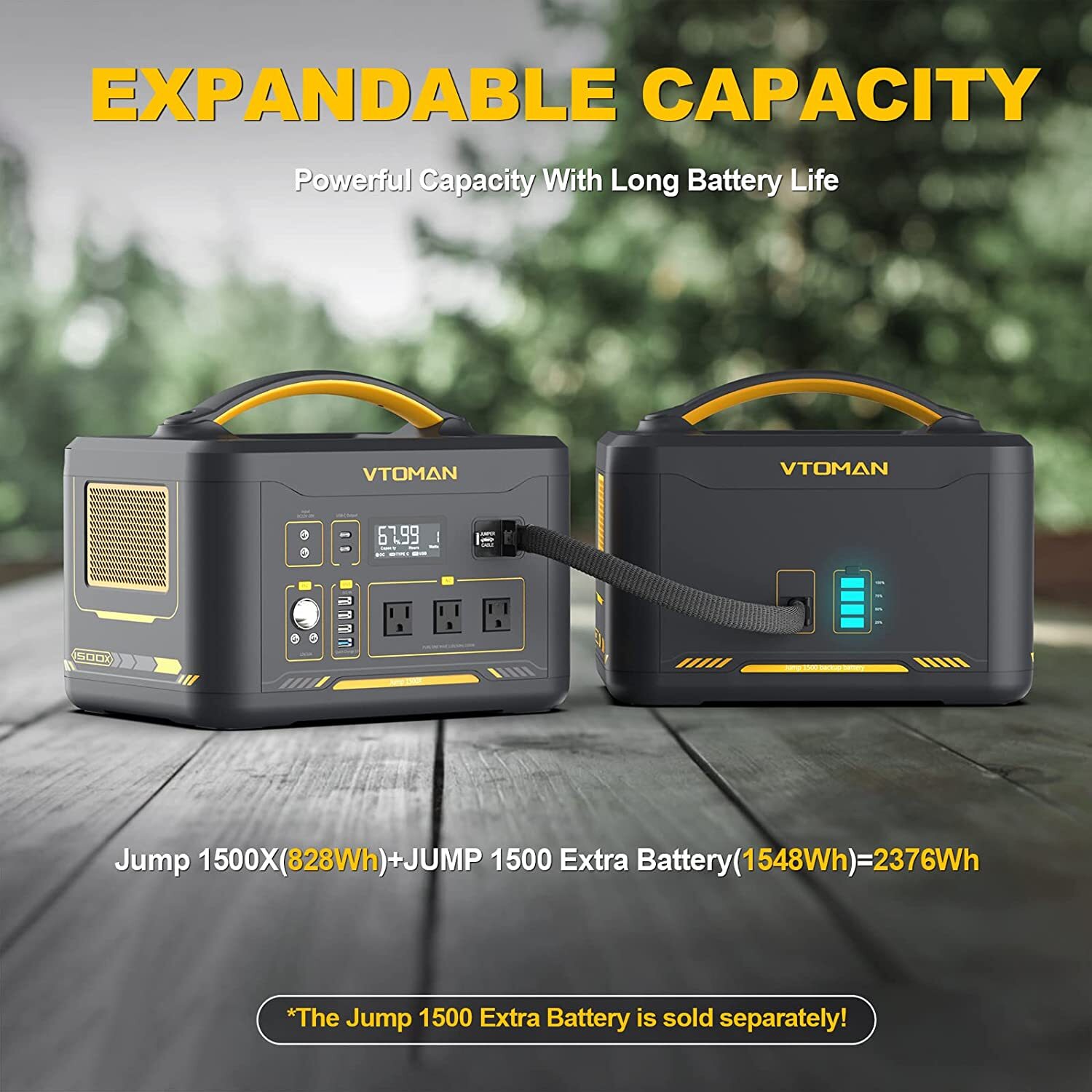VTOMAN Jump 1500X Portable Power Station 1500W, 828Wh LiFePO4 Battery Generator