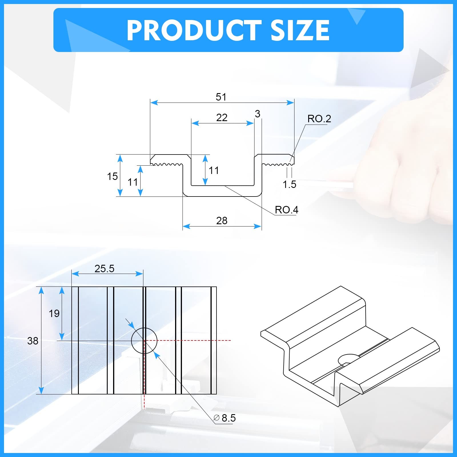 Zhengmy 48 Pack Solar Panel Mid Clamps 1.06 Inch Bracket Silver