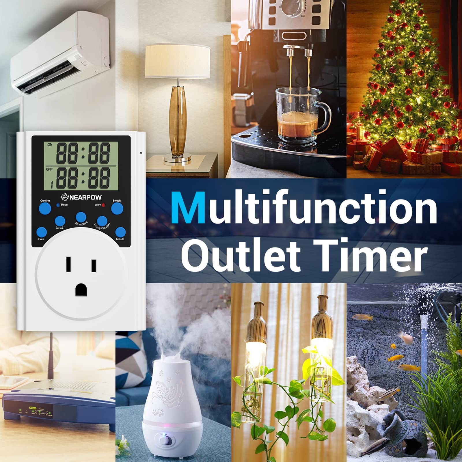 Timer Outlet, Nearpow Multifunctional Infinite Cycle Programmable Plug-in Dig…