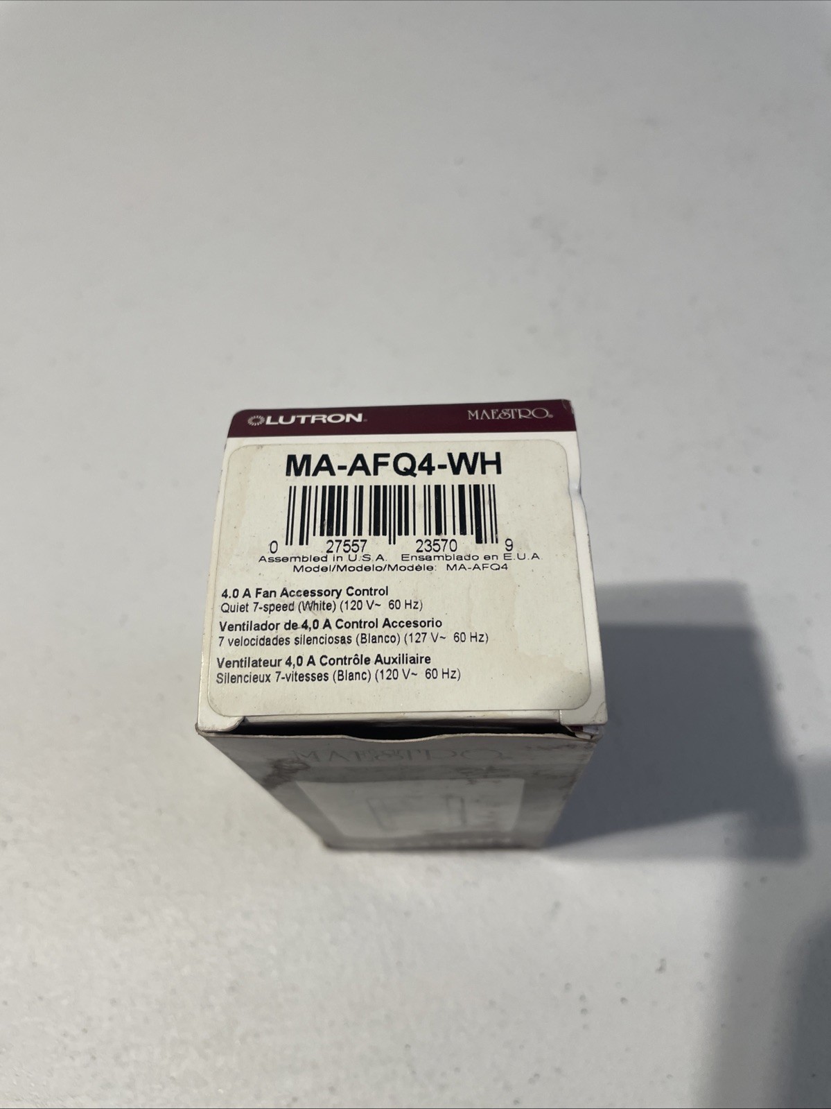 NOS Lutron Maestro MA-AFQ4-WH 4.0A Fan Companion Control Quiet 7 Speed