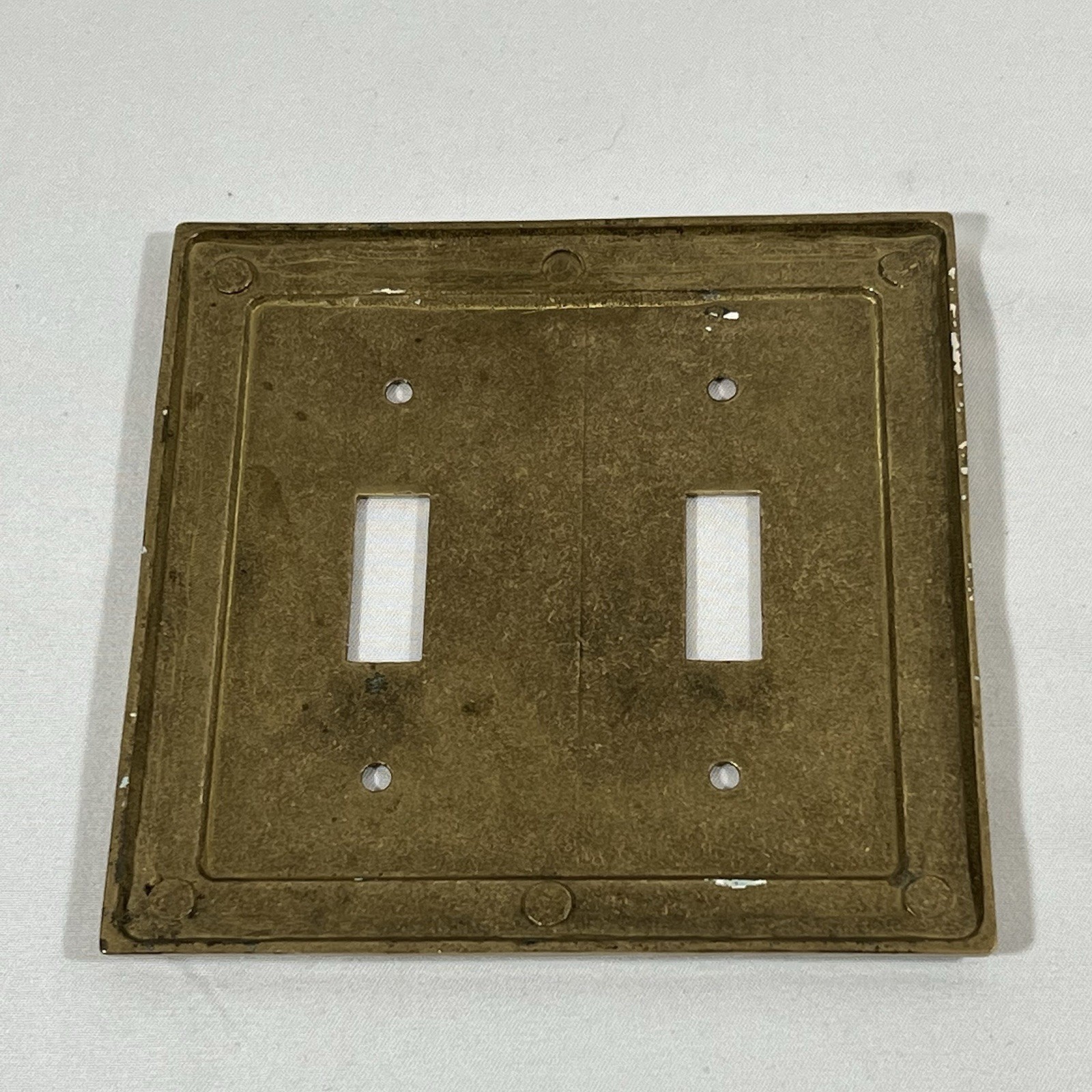 Vintage Brass Switch Cover Plate Ornate Scroll Design Double Duplex Wall Plate