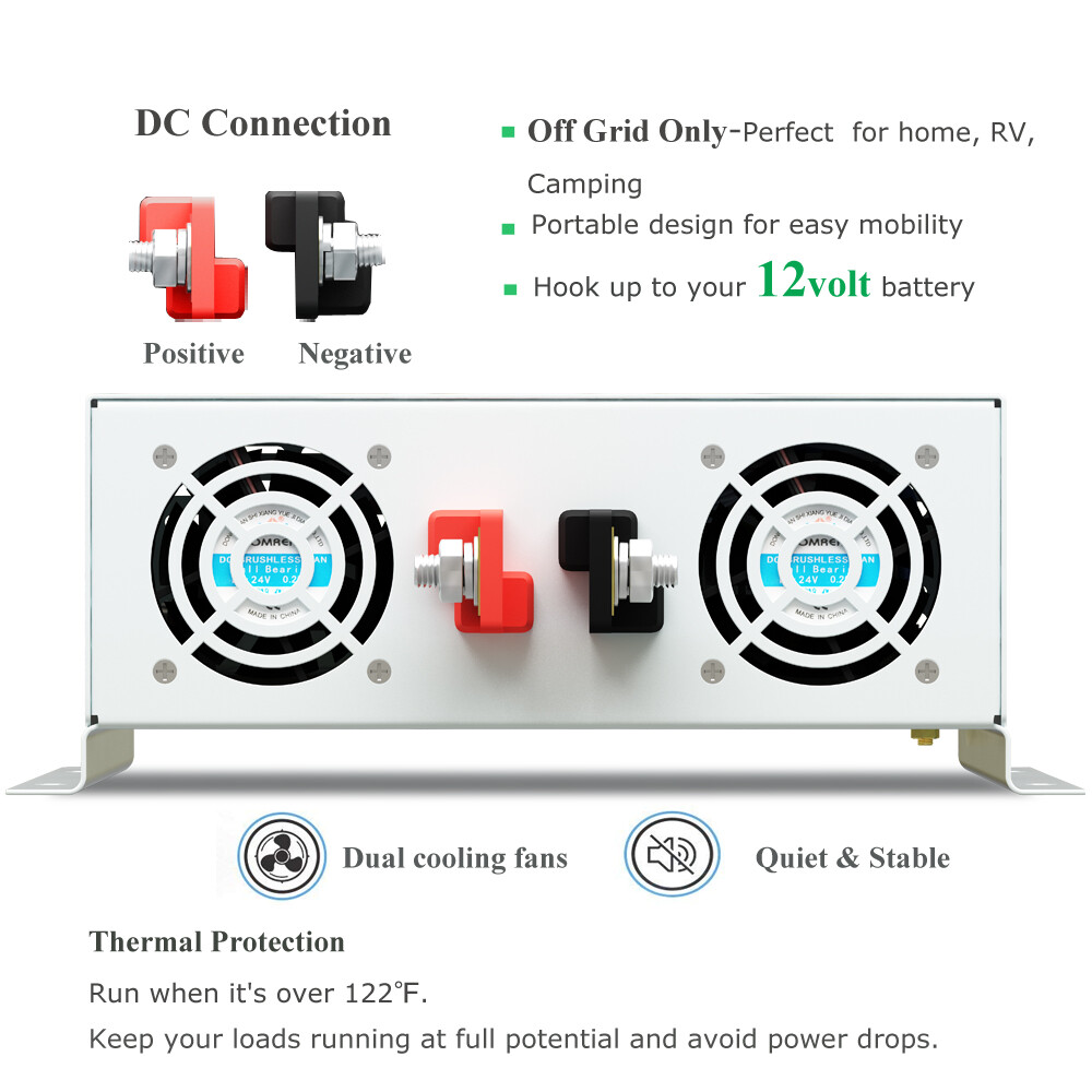 Pure Sine Wave Inverter 12V to 120V Power 4000W 8000W Peak Solar Off Grid System