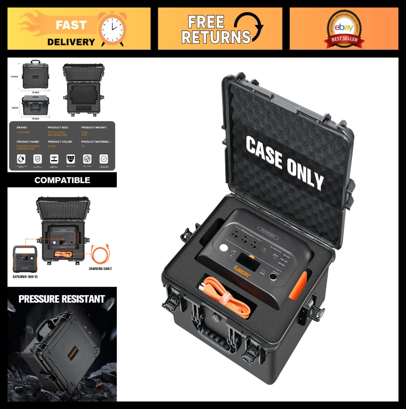 Waterproof Hard Case for Portable Solar Generator – Storage Box for Explorer 100