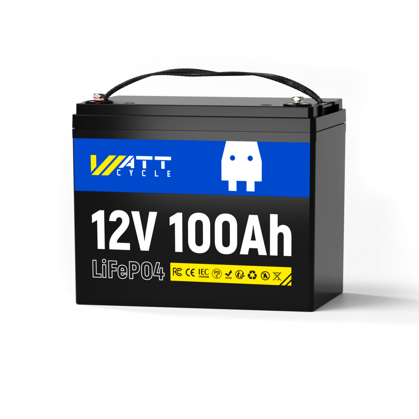 WattCycle 12V 100Ah LiFePO4 Mini Battery Bluetooth Deep Cycle Marine Off-Grid