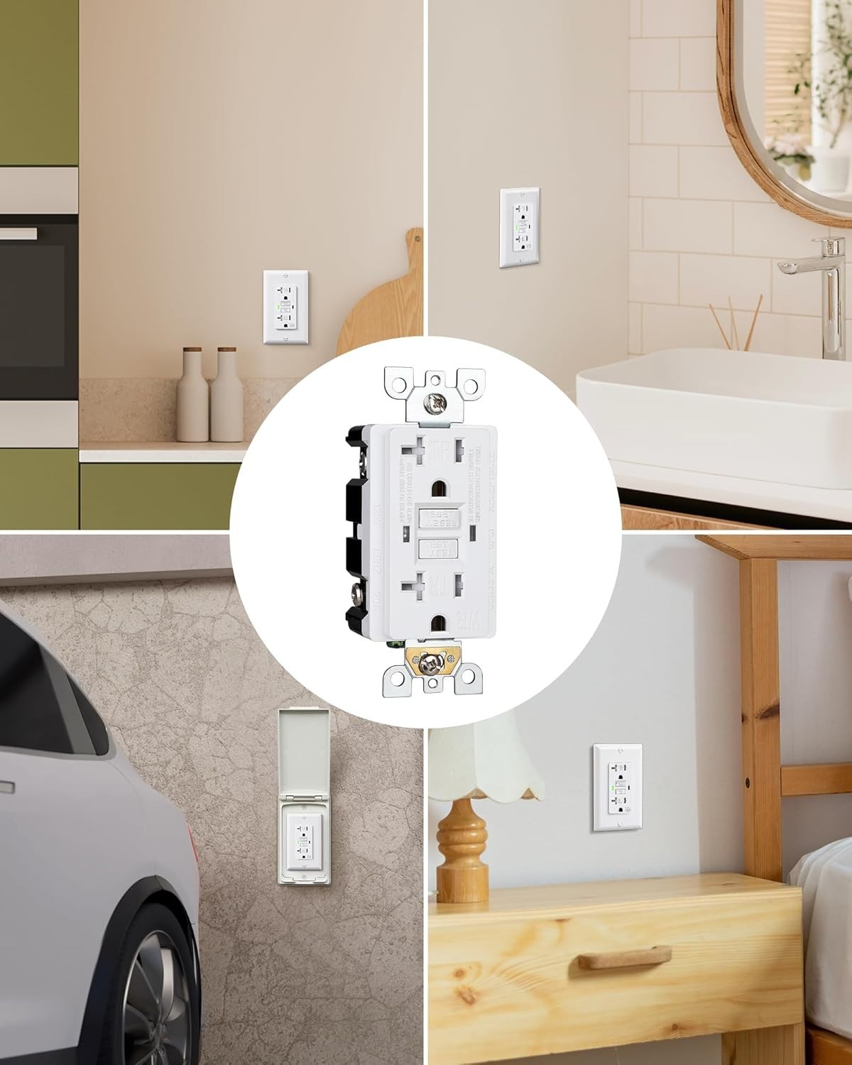 2-Pack GFCI Outlet 20Amp, Outdoor Weather-ResistantWR, Tamper-ResistantTR, L…