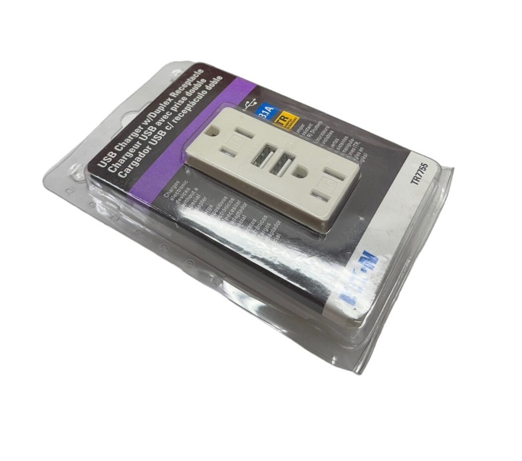 New Eaton TR7755LA-K USB Charger with Duplex Receptacle 🔥Fast Shipping🔥