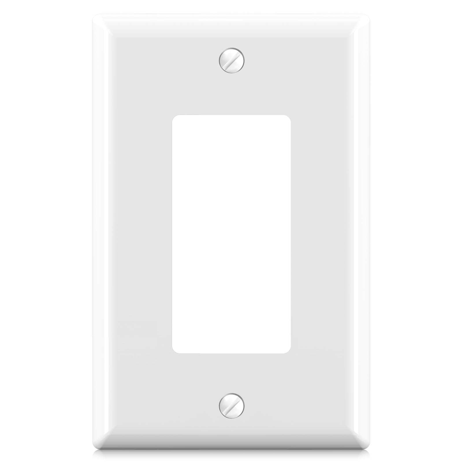 ELEGRP Decorative Receptacle Wall Plate, 1-Gang Mid Size 1 Pack, White