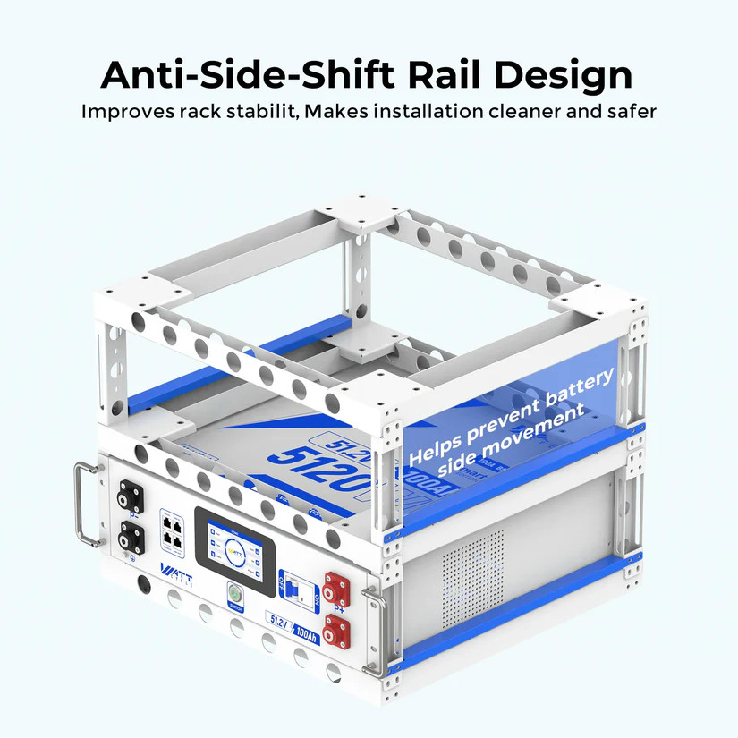 WattCycle Seismic Stackable 2-Tier Rack Cabinet for 48V Server Rack Batteries