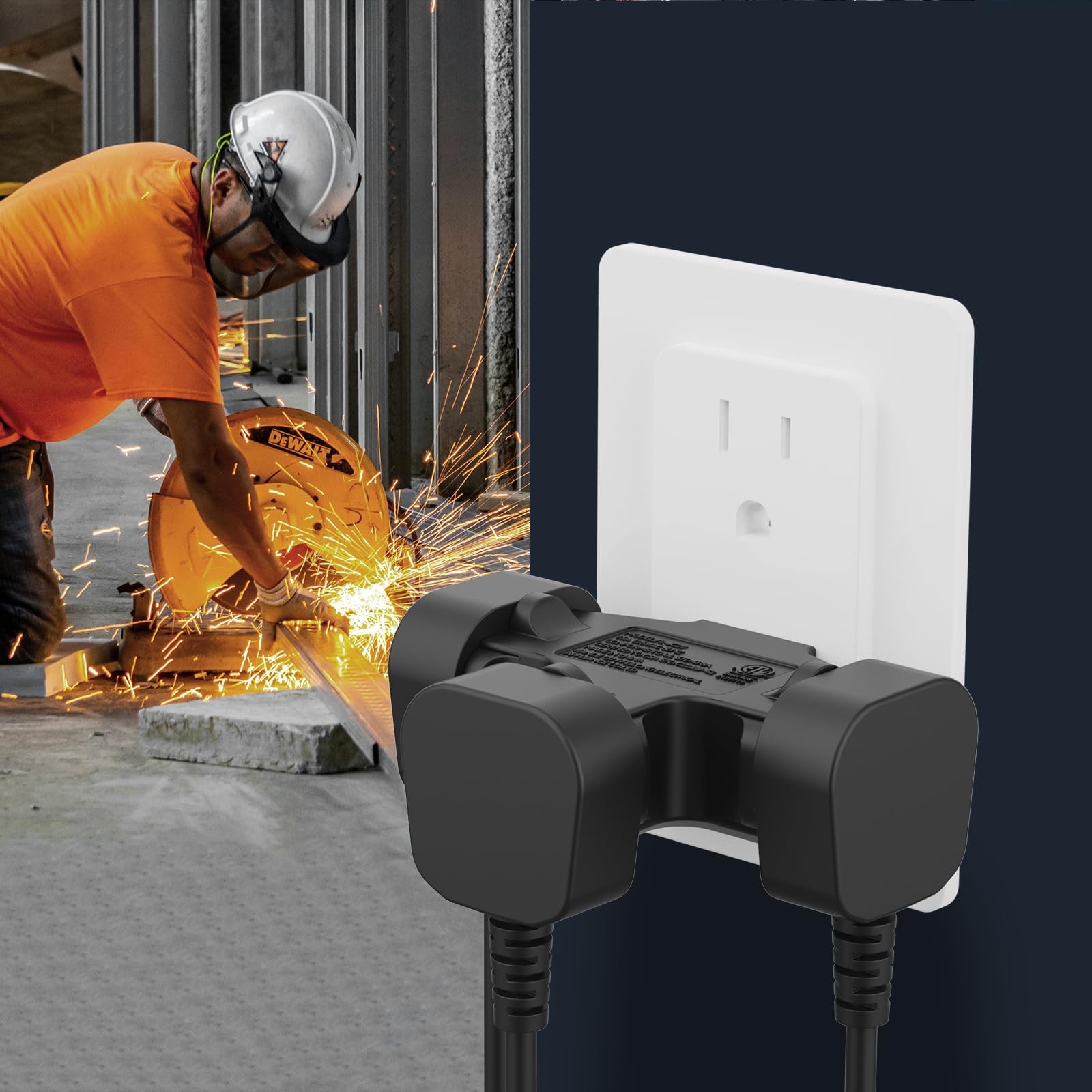 PLUGTUL 3 Way Plug Adapter 3 Prong Grounded 15A 1875W Black 3PACK ETL Listed