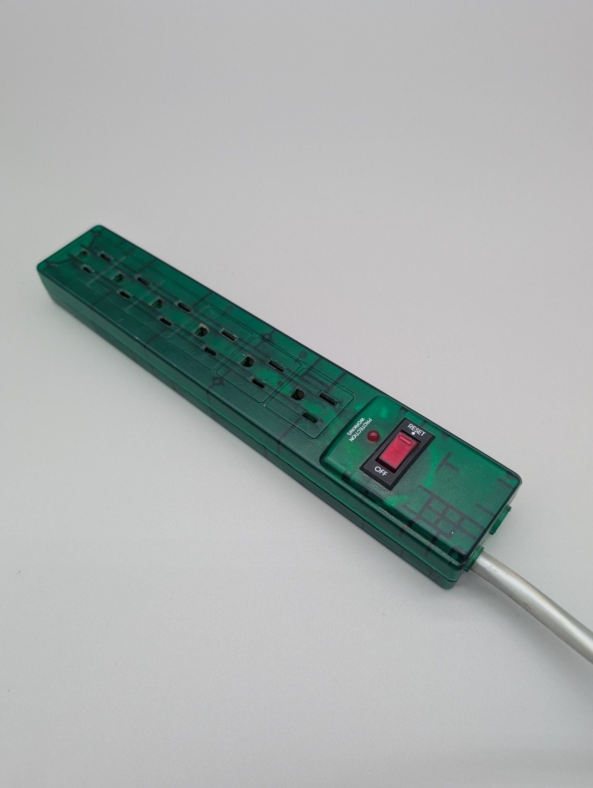 Vintage 6-Outlet Translucent Green Surge Protector Power Strip