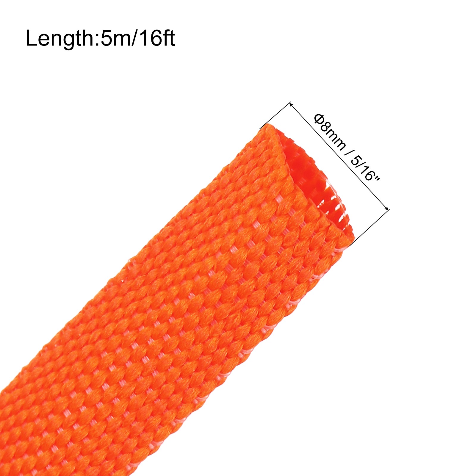 Braided Cable Sleeves Heat Shrinkable Fabric Sleeving 5/16″ 16ft Orange