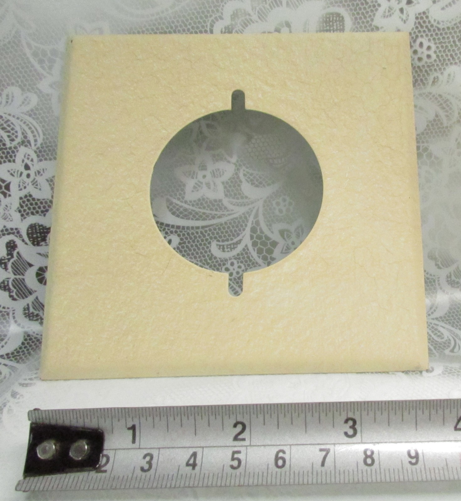 Vintage Square 4½” Textured Beige Metal Round Hole SINGLE GANG WALL PLATE COVER