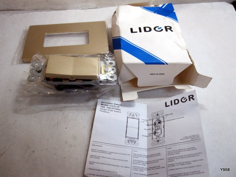 LIDER Minimalist Design Matte Finish Lighted Decorator Switch Gold LS15-1P