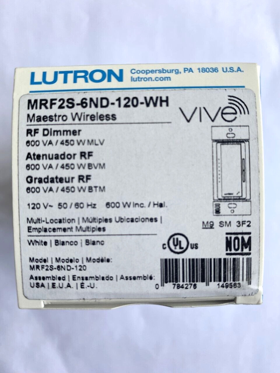 Lutron Vive MRF2S-6ND-120-WH RF Dimmer White replace MRF2 6ND 120 Price Ea NEW