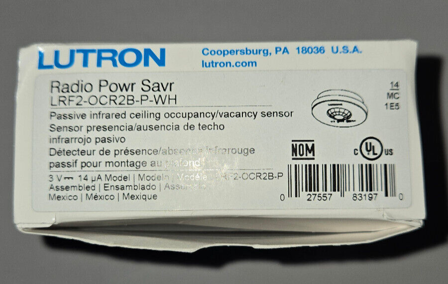 Lutron LRF2-OCR2B-P-WH Ceiling Occupancy Sensor Radio Powr Savr