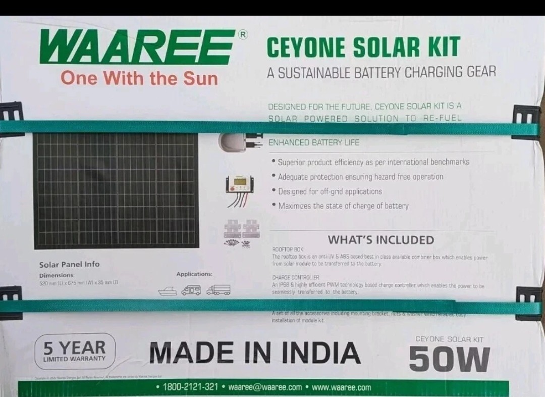 WAAREE WSBC-50 50W Solar Kit – 30A Controller+Rooftop Box – CEYONE – Solar Panel