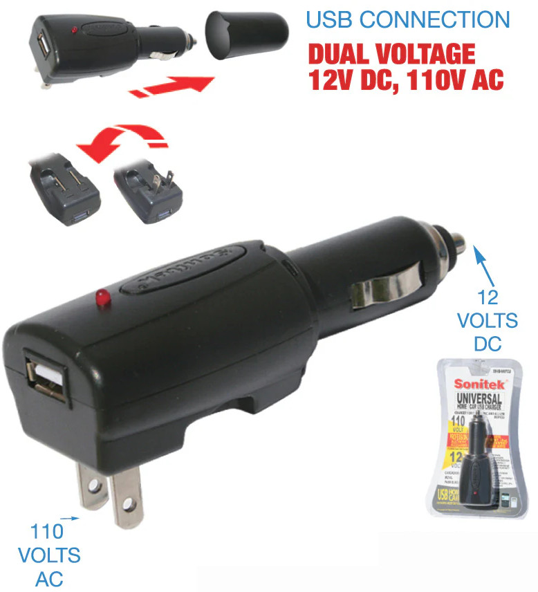 Universal Home/Car USB AC/DC Charger – 1000mA