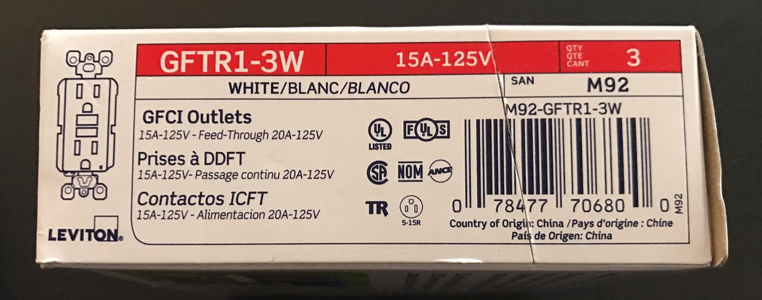 Leviton SmartLockPro GFCI Outlet 15A-125V Slim Tamper Resistant White GFTR1-3W