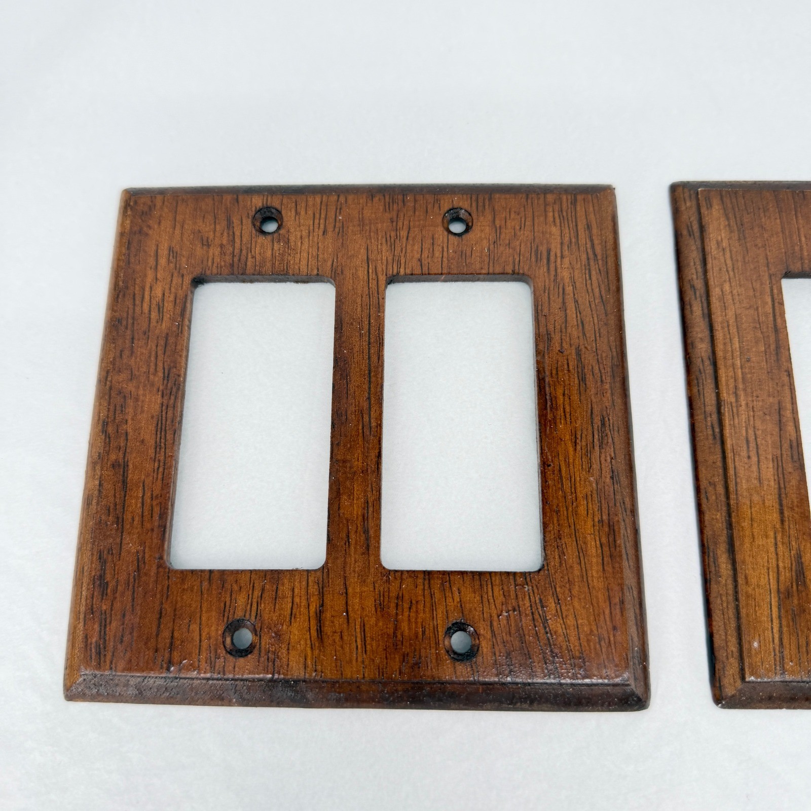 GE Wood Wall Plate 2 Gang Rocker Light Switch Cover Brown Oak Finish Home Decor