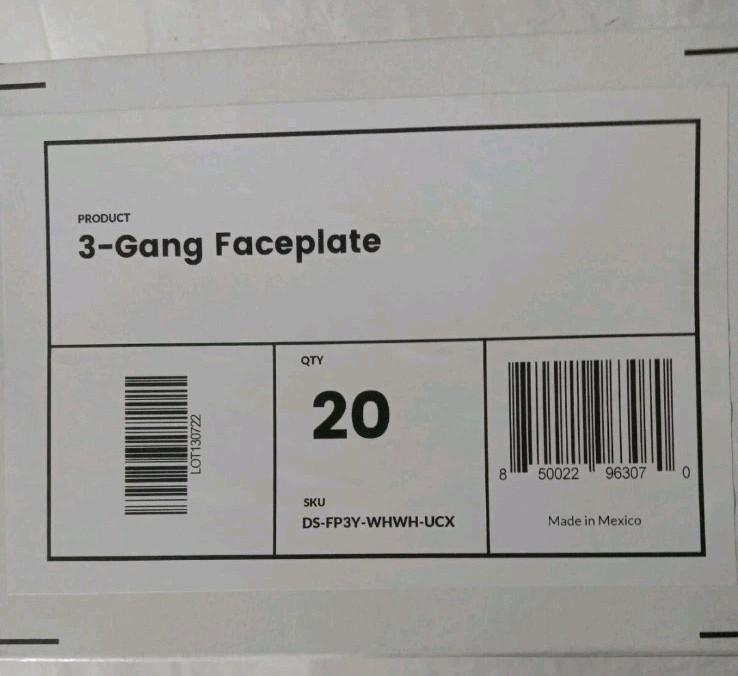 NEW 💥DEAKO (20-Pk) 3-Gang Faceplate DS-FP3Y-WHWH-UCX