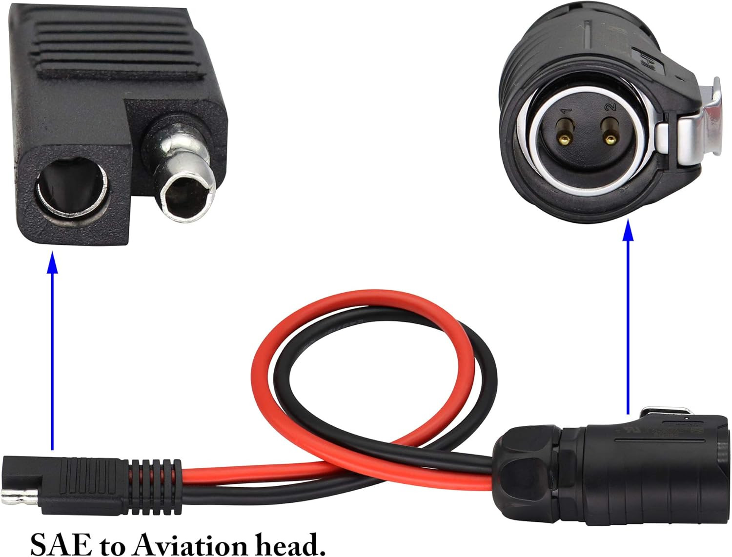 2 Pin Power Industrial Circular Connector to SAE Cable for Solar Panel Suitcase