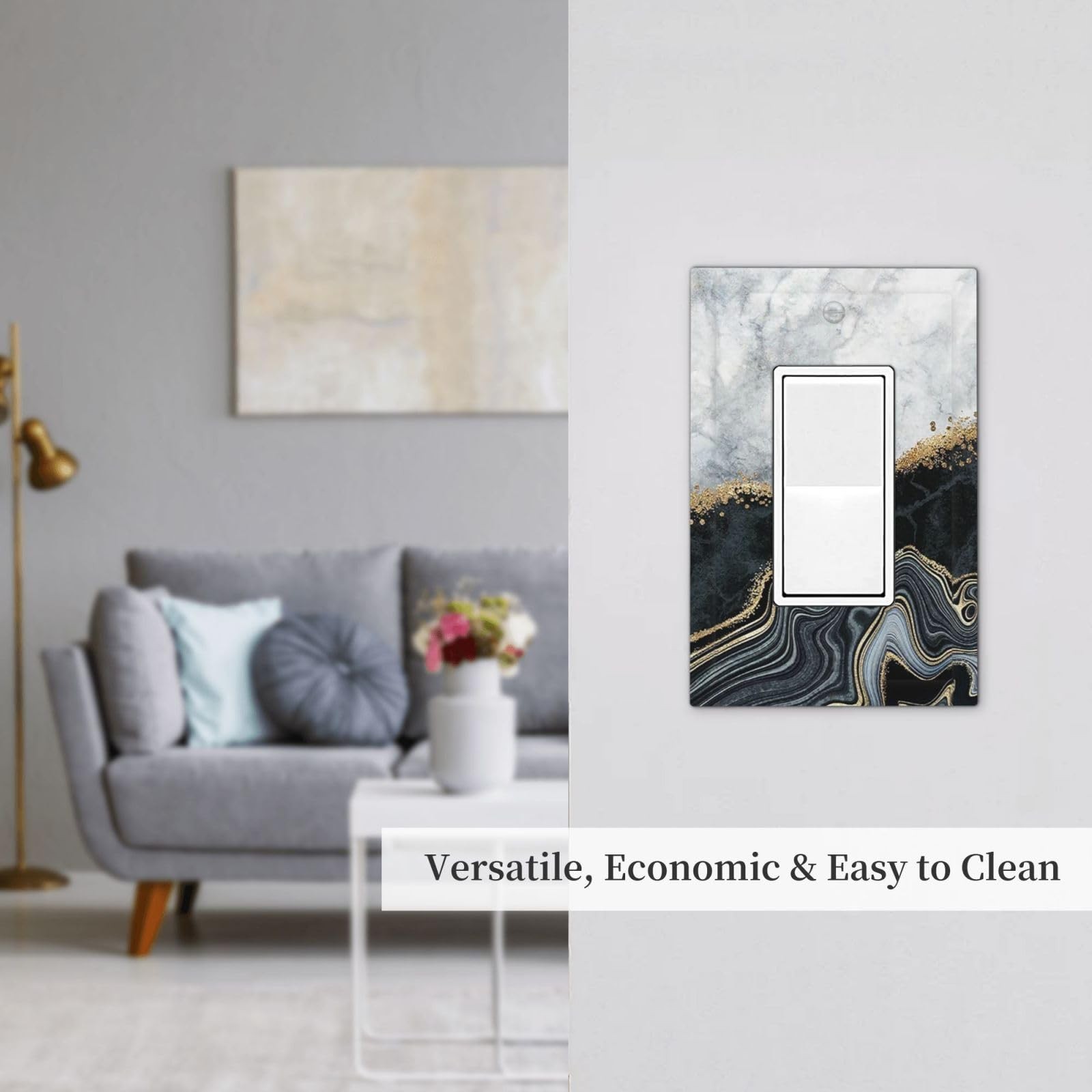 Modern Abstract Glitter Cracked Black Golden Gray Gold White Granite Marble D…