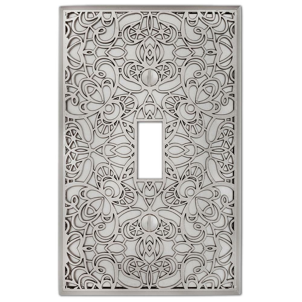 Momfort Ornate Scroll Satin Nickel Switchplate Outlet Cover Wall Plates