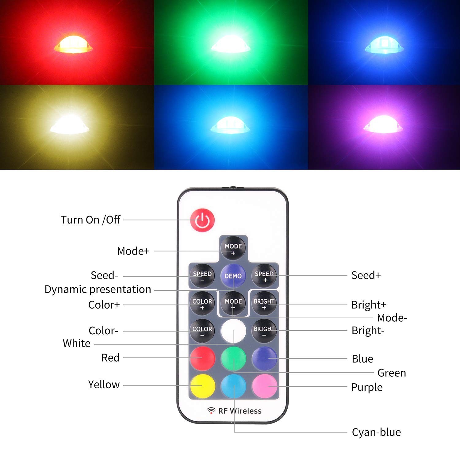 Waterproof Deck Lights Kit, 12 Pack Φ1.38 Dimmable Color Deck Light Low Vol