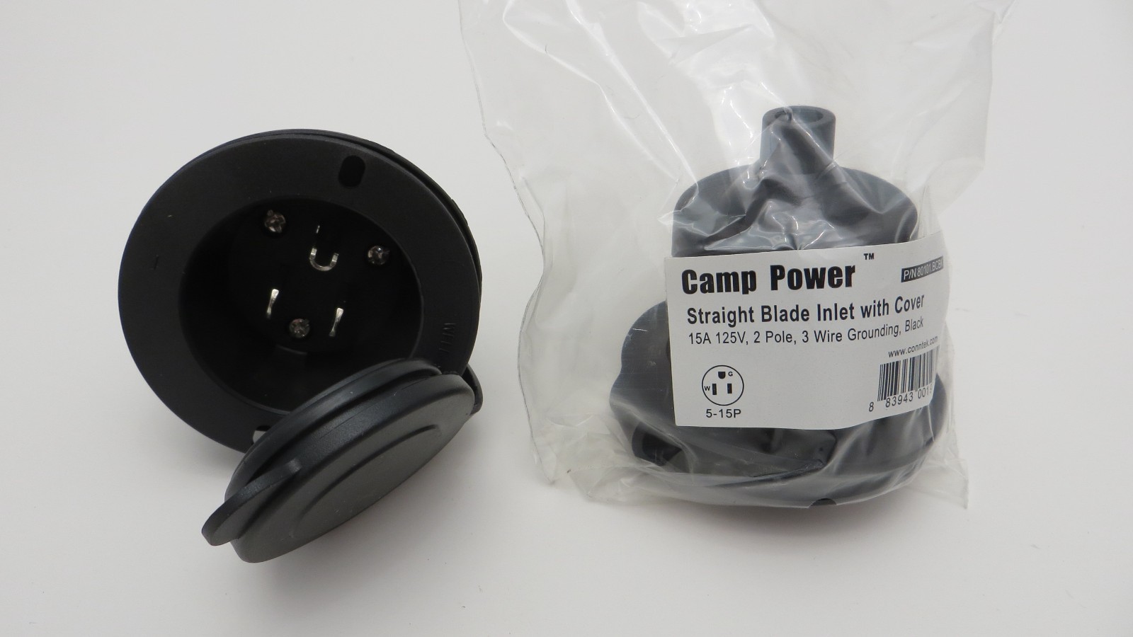 5 Pcs 15 Amp 125V Flanged Inlet, NEMA 5-15P 2 Pole 3-Wire AC Port Plug