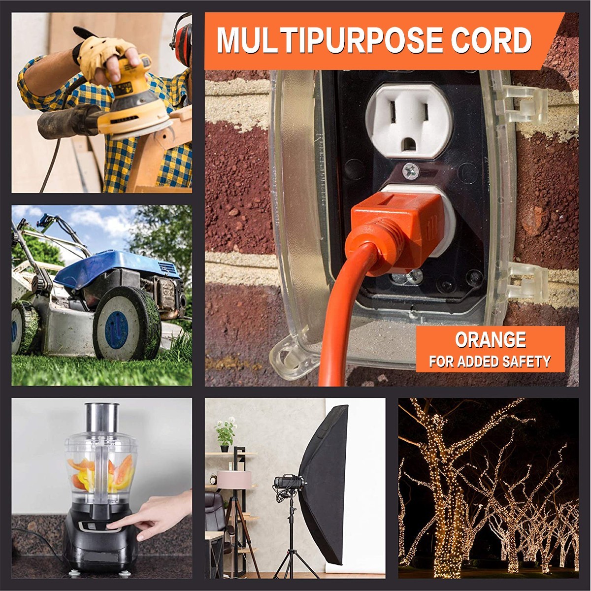 6-100 FT Heavy Duty 16/3 Outdoor Extension Cord Waterproof 13 A 1875W ETL Listed