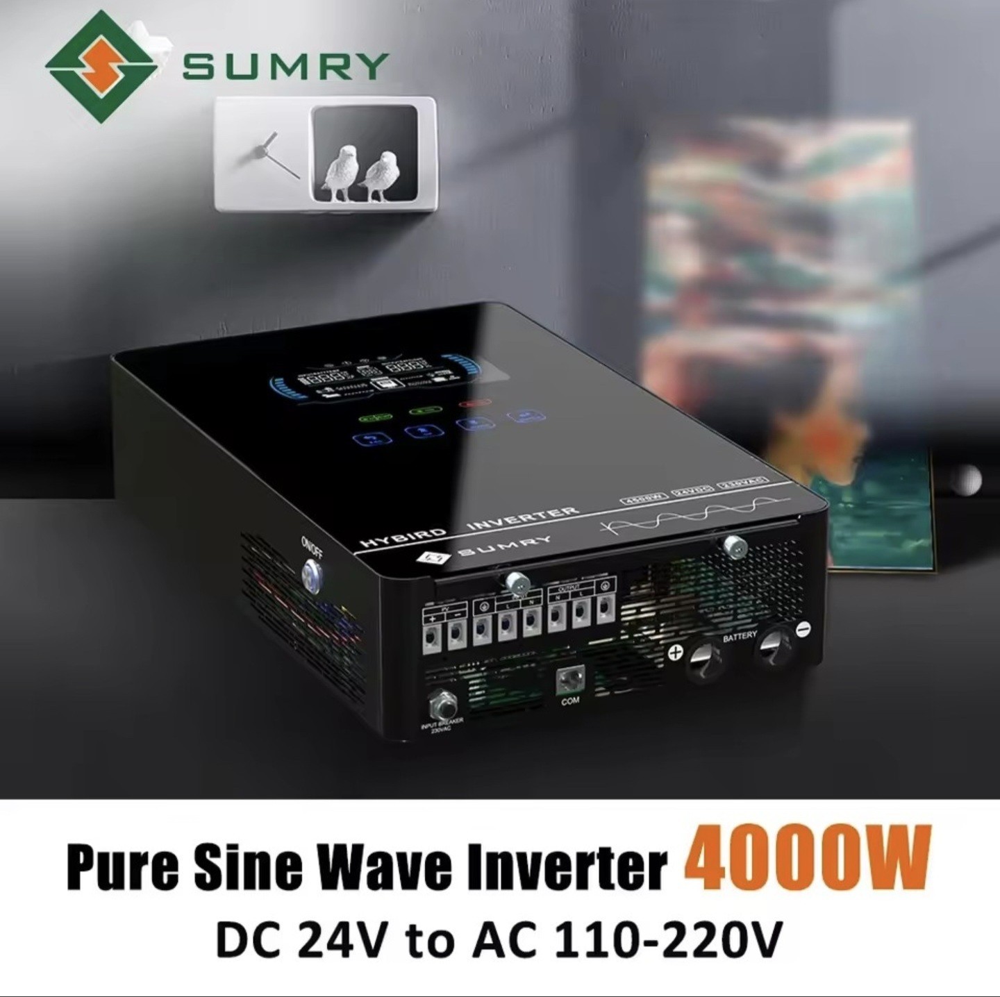 Inversor Solar Híbrido Sumry 4000W 24V a 120V Onda Senoidal Pura MPPT 140A con C