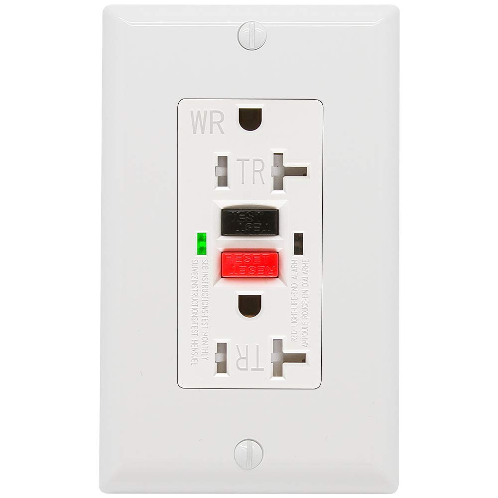 Tamper-Resistant GFCI Outlet – 20 Amp, Listed with Decor Wall Plates Included