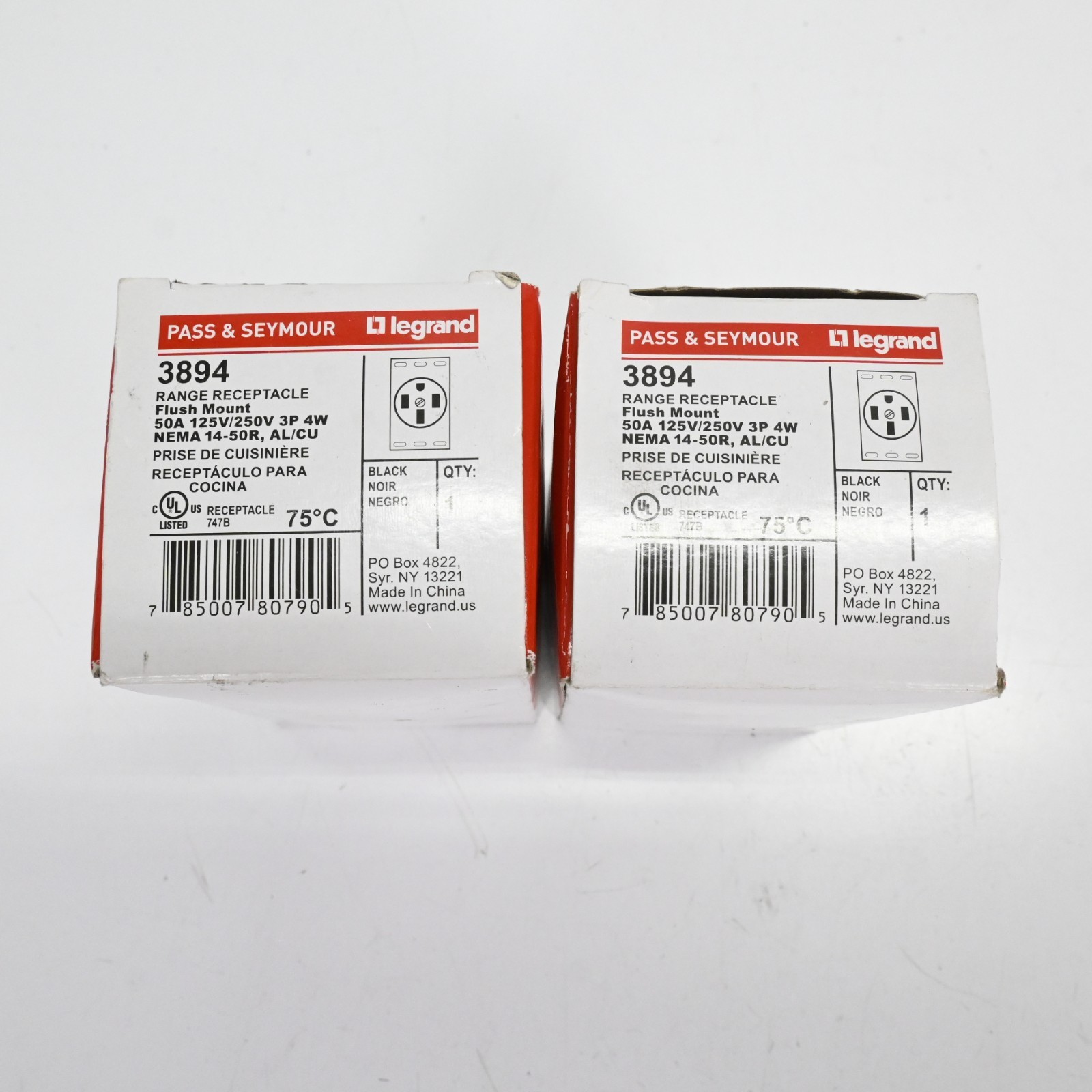(2-PACK) LEGRAND 3894 OEM 50A 125V/250V 3P 4W NEMA 14-50R RECEPTACLE *C14