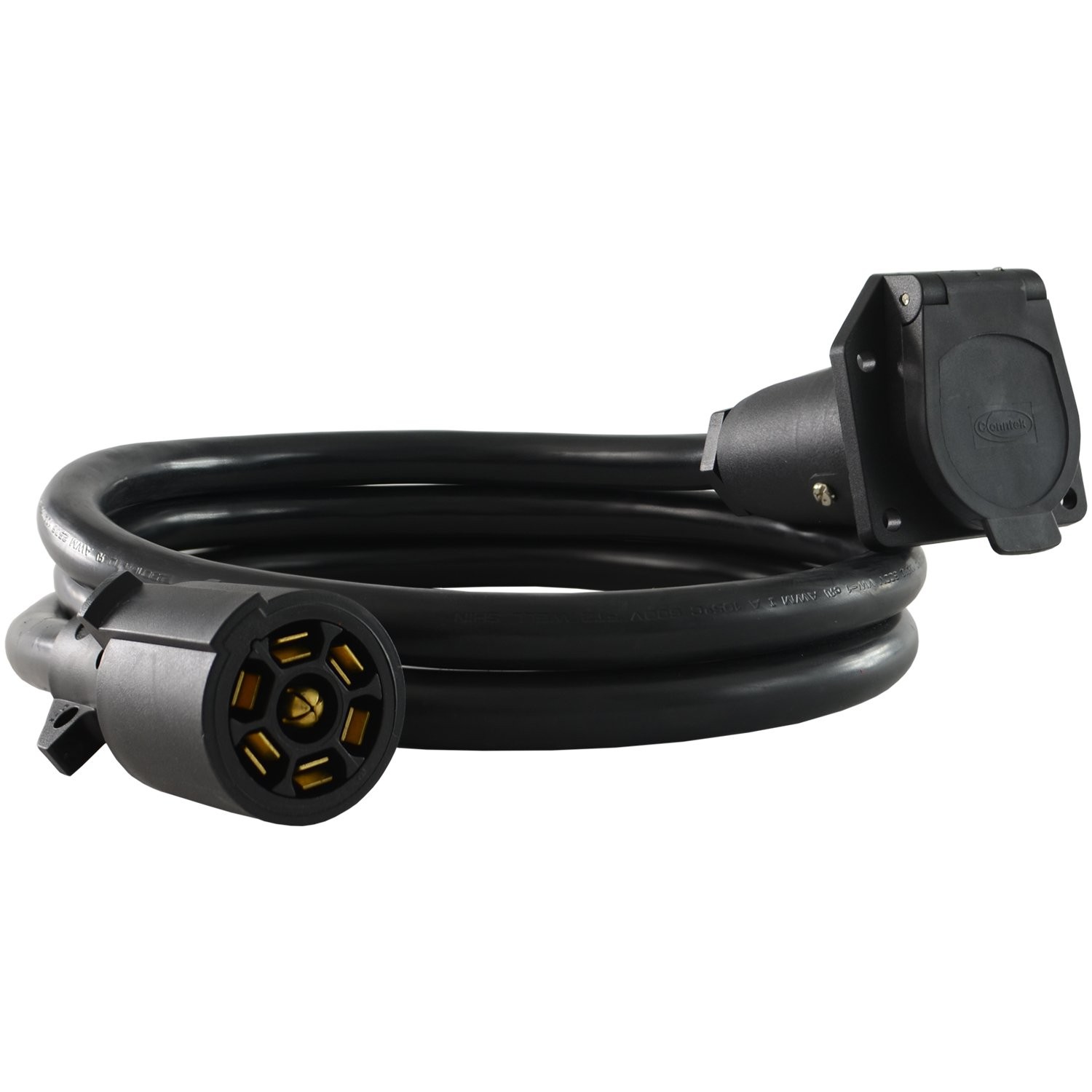 7way Inline Trailer Extension Cord Black 6 Feet