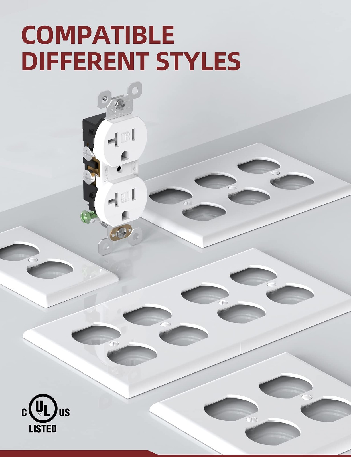 Duplex Electrical Receptacle Outlets, 20Amp 125V Wall Outlet, Residential,