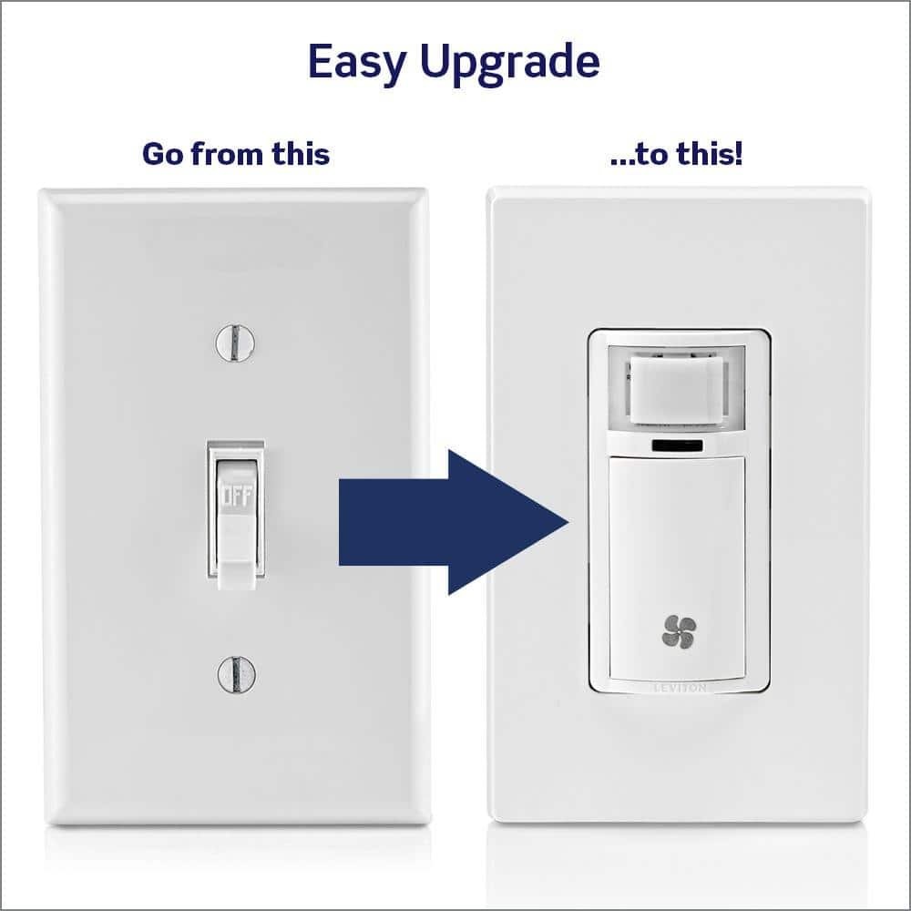 Leviton Decora Humidity Sensor Switch Bathroom Exhaust Fan Control w/ Wallplate
