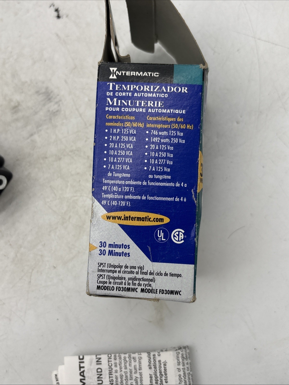 Intermatic FD30MWC 30-Minute Auto Shut-Off Timer Switch White SPST Energy Saver