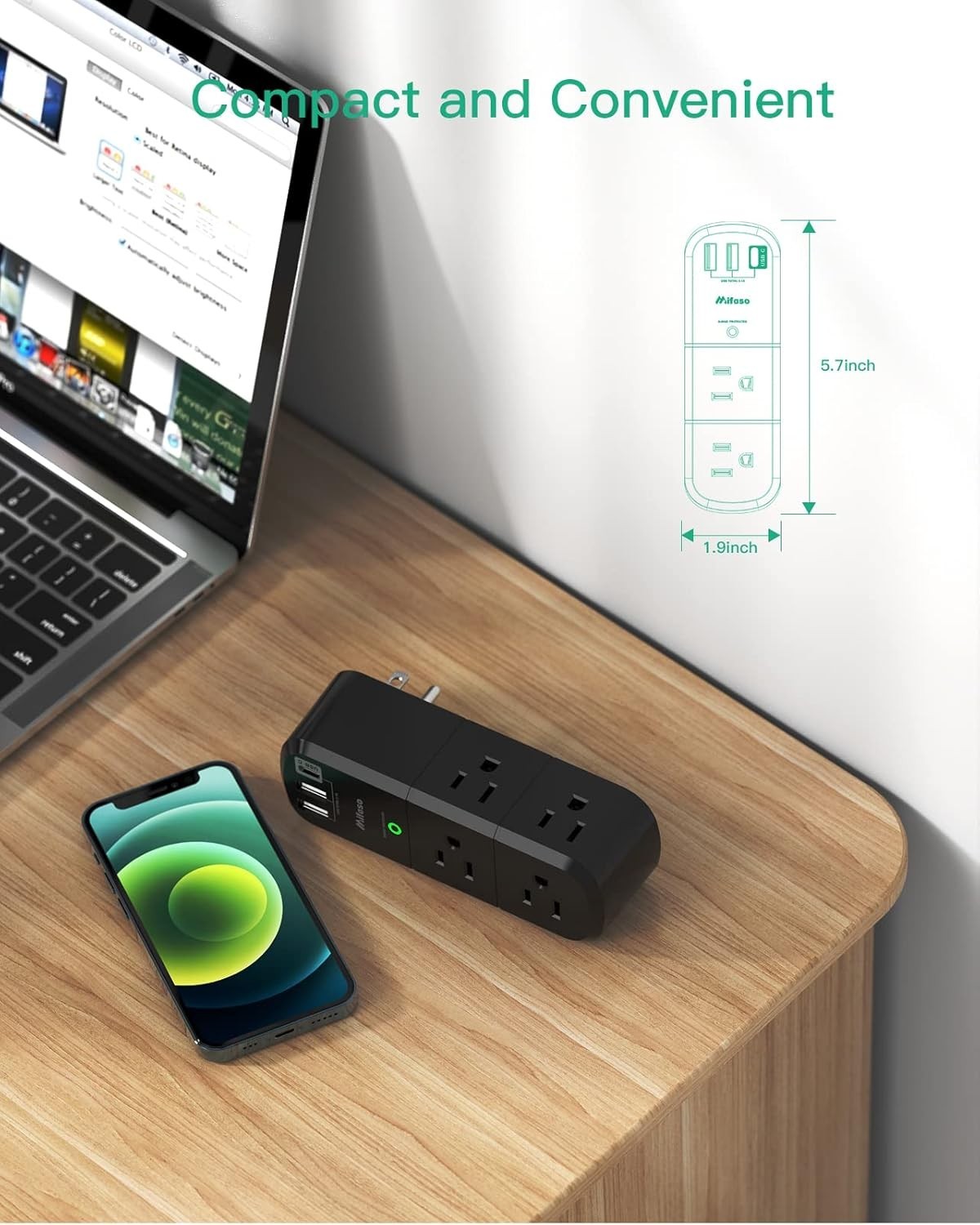 Compact 9 in 1 USB Power Strip with Rotating Plug – Ideal for Home & Travel