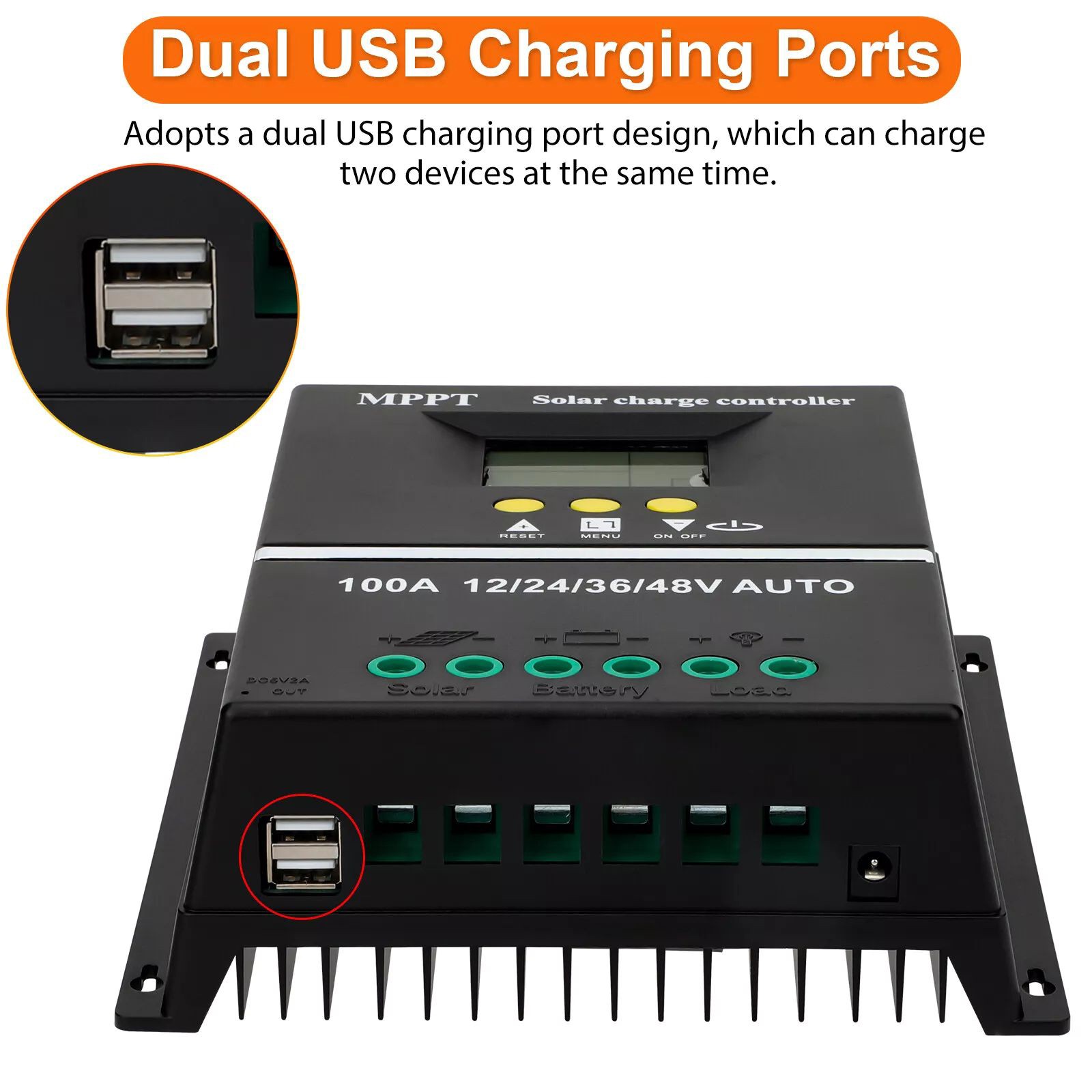 1pc MPPT 100A Solar Charge Controller For 12V 24V 36V 48V PV Battery Regulator