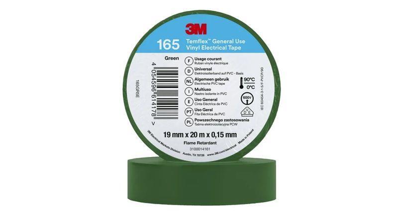 10x PVC Electrical Insulating Tape 19mm x 0.15mm x 20m Temflex™ 165 green 3M
