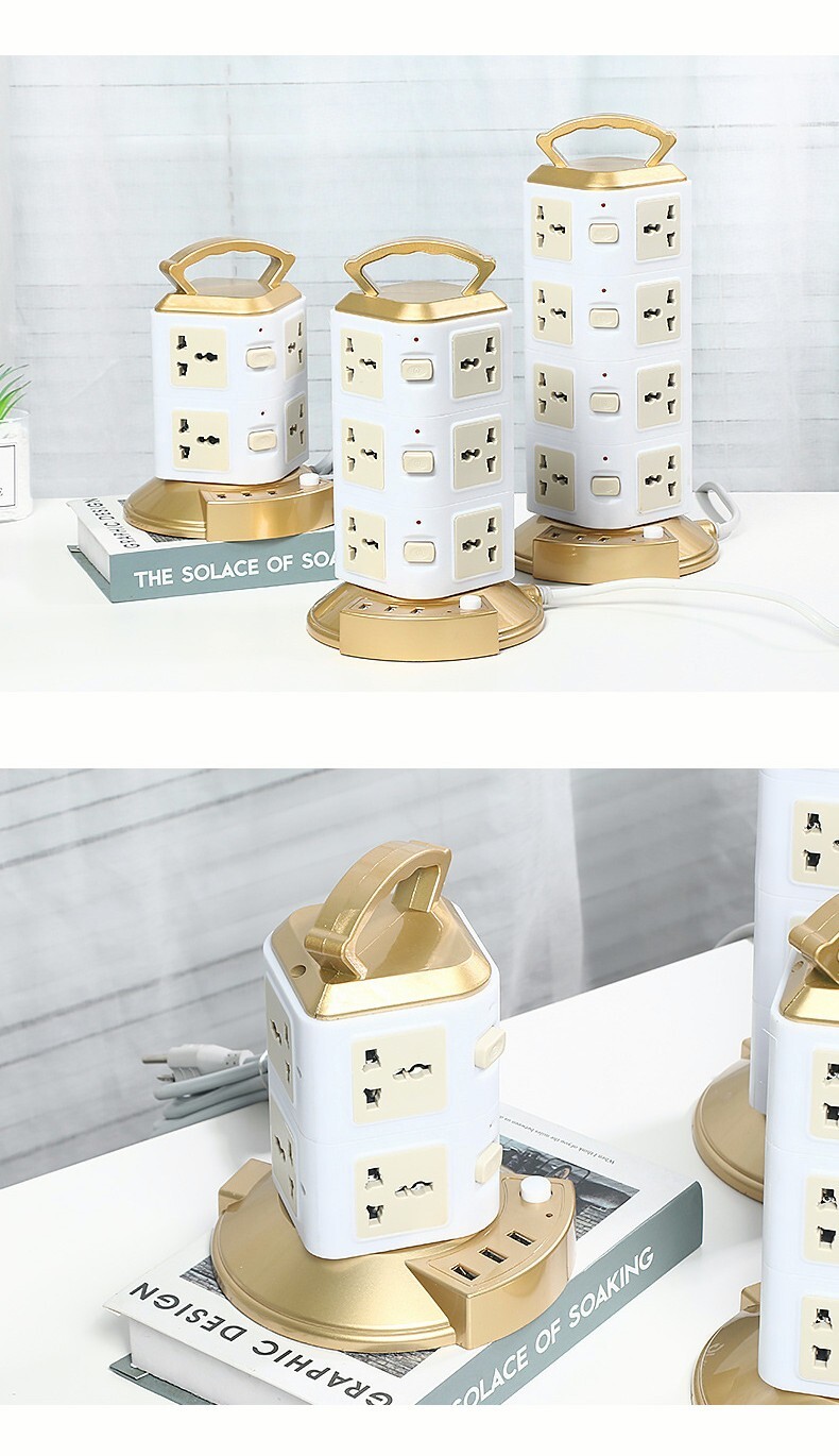 Power board 8-20 outlet surge protector 1500 joules with 40w/8A 3USB independent