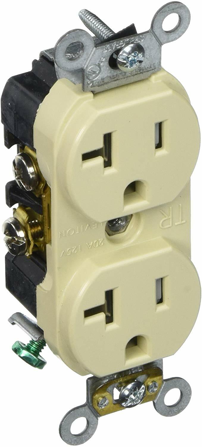 Duplex Receptacle Back/Side Wired 20A 125V 2-Pole, 3-Wire Ivory LEVITON TBR20-I